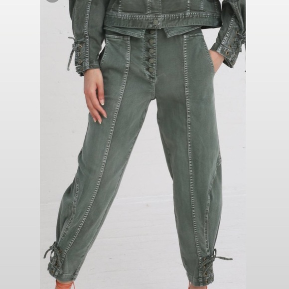 Ulla Johnson Green Kingston Cargo Jean, size 4 - Picture 5 of 16